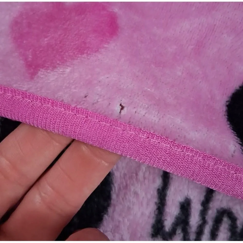 Disney Minnie Mouse Face Pink‎ Fleece Throw Blanket Baby Toddler Thin Bow Heart